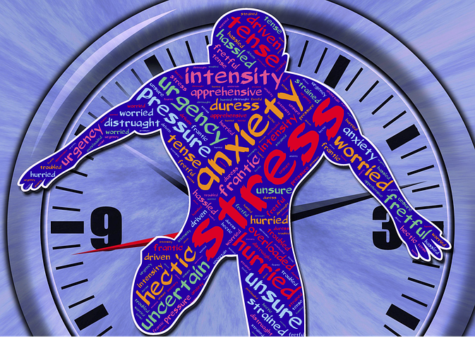 Returning to Work Post Pandemic - figure and words anxiety and stress